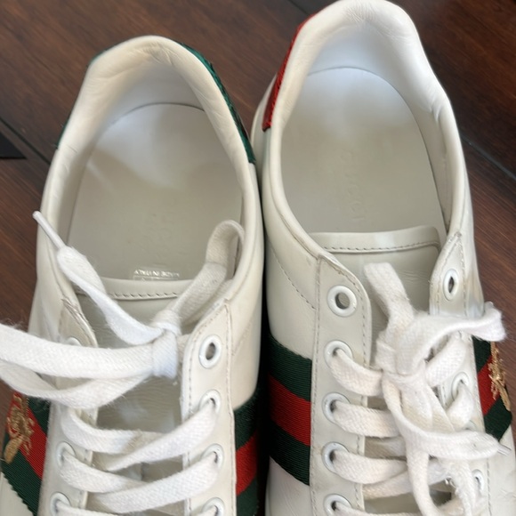 Gucci Ace Web Embroidered Bee Leather Sneakers size 37 Made in Italy Authentic - Picture 16 of 16